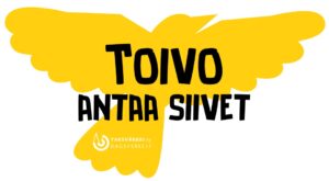 Logossa keltainen lintuhahmo ja musta teksti Toivo antaa siivet.