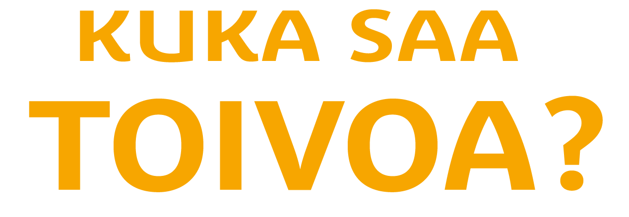 Logo oranssi teksti Kuka saa toivoa?